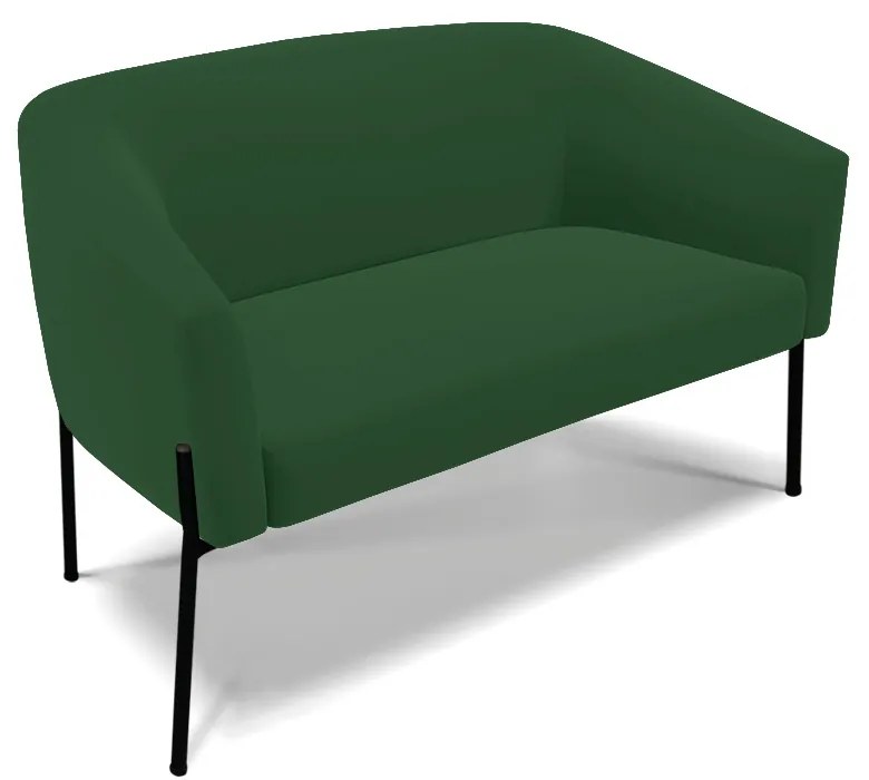 Namoradeira e 2 Poltronas Pé de Ferro Preto Stella Veludo Verde D03 - D'Rossi