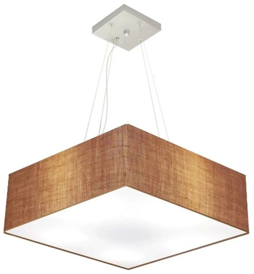 Lustre Pendente Quadrado Vivare Md-4137 Cúpula em Tecido 15/70x70cm - Bivolt