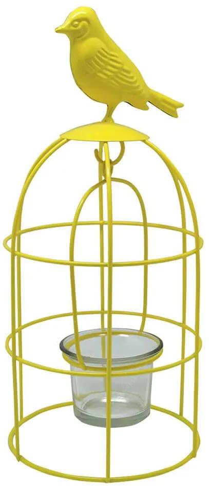 Lanterna Bird Amarela em Metal - Urban - 25x12 cm