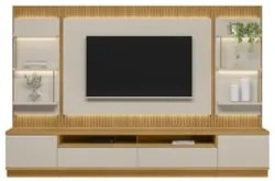 Painel Para TV 70 Pol com Rack Bancada 297cm Real L06 Tauari/Off White