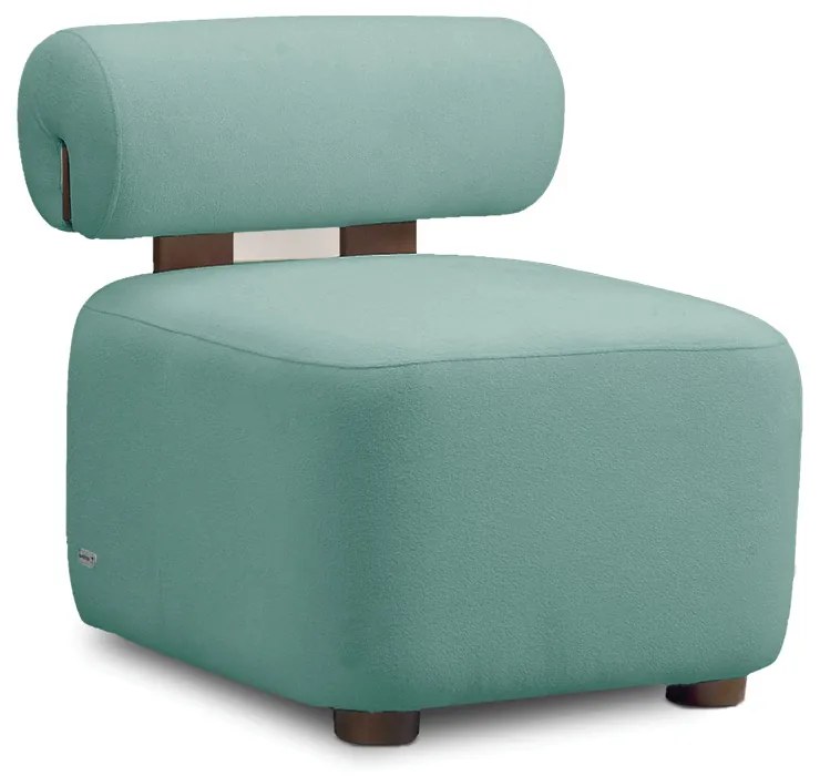 Poltrona Decorativa para Sala Helora Bouclê Azul Turquesa E03 - D'Rossi