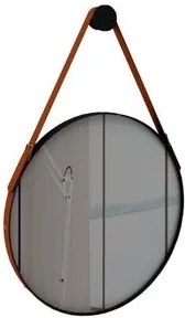 Espelho Decorativo Redondo Onix 60 cm - Preto/Caramelo