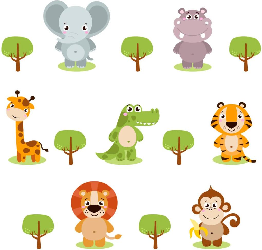 Adesivo de Parede Zoo Animais Safari kit 18 Adesivos