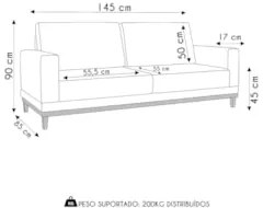 Sofá 2 Lugares 145cm Living Sala de Estar Kayrós D05 Sintético Whisky