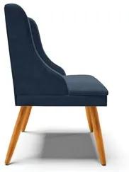 Cadeira Estofada para Sala de Jantar Pés Palito Lia Suede Azul Marinho