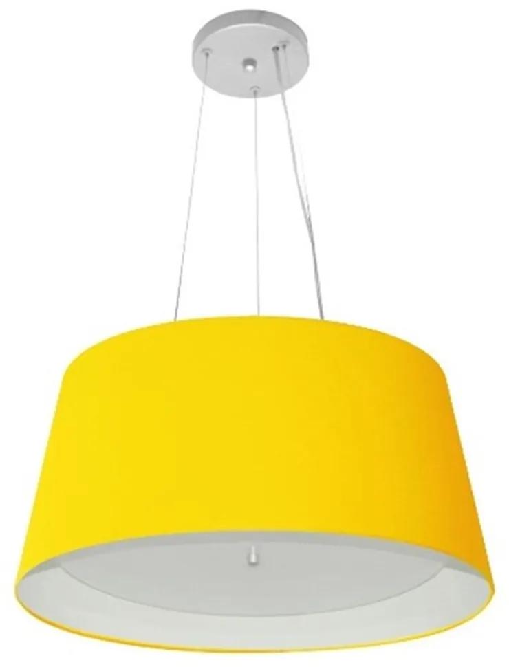 Lustre Pendente Cone Md-4144 Cúpula em Tecido 25x50x40cm Amarelo / Branco - Bivolt