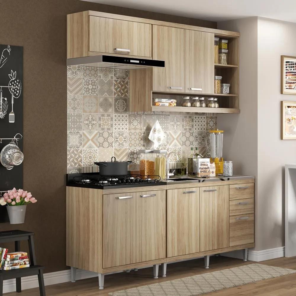 Cozinha Compacta 7 Portas Com Balcao Sem Pia 5810 Argila - Multimóveis