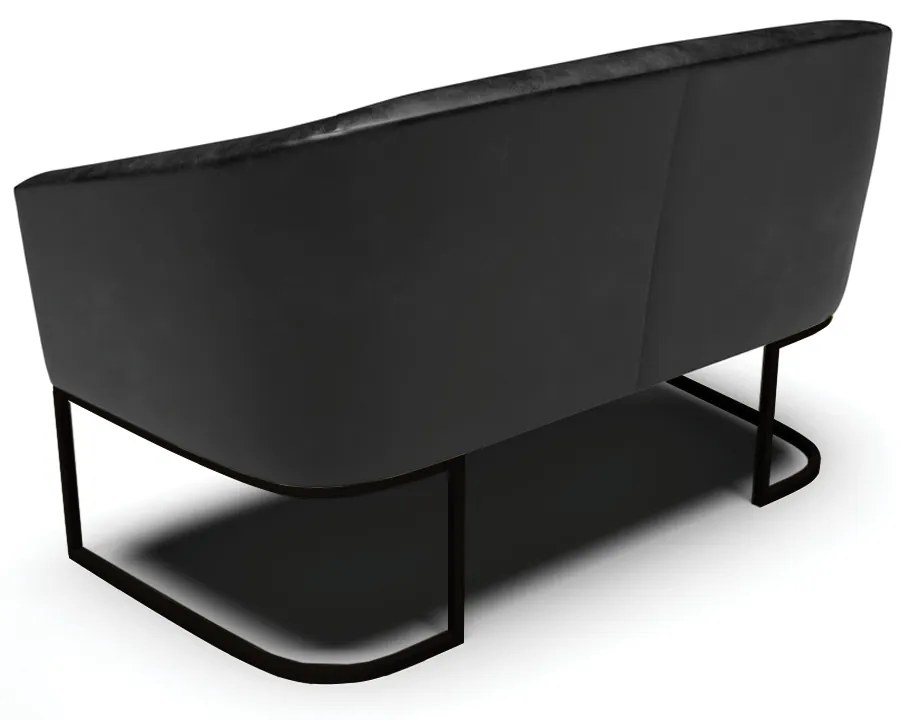 Sofá 2 Lugares Namoradeira Industrial Preto Stella Sintético PU D03 - D'Rossi - Preto