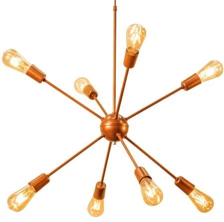 Luminária Sputnik Atomo Industrial 8 hastes Soq: E27 | Cor: Cobre | Tam: 	80cm | Mod: Sputnik Atomo