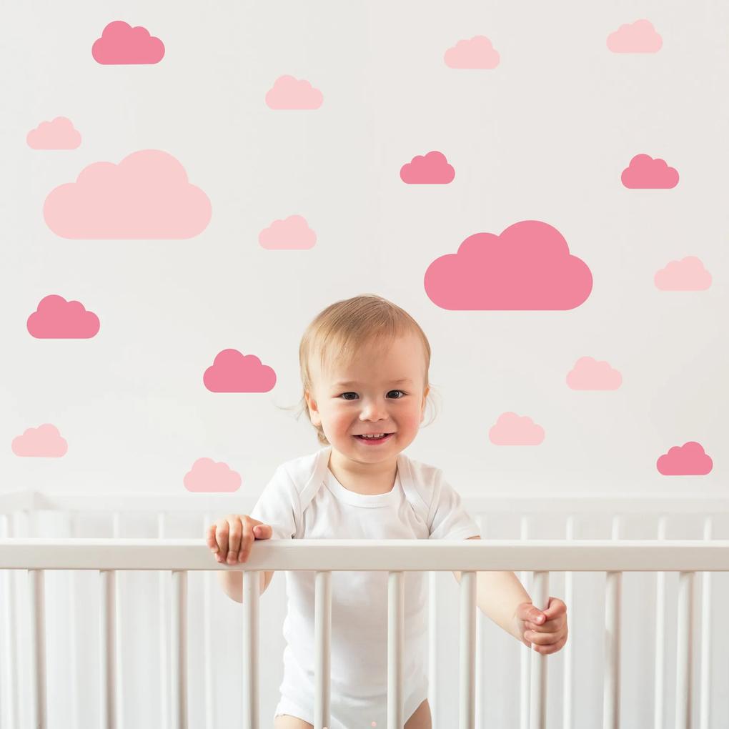 Adesivo de Parede Infantil Nuvens Tons de Rosa