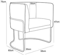 Poltrona Decorativa Base Aço Betina C-26 Sintético Bege - Domi