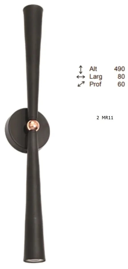Arandela Bugle Dupla 06X08X49Cm 2Xmr11 - Old Artisan Ar-5578 (BRANCO / COBRE BRILHO)
