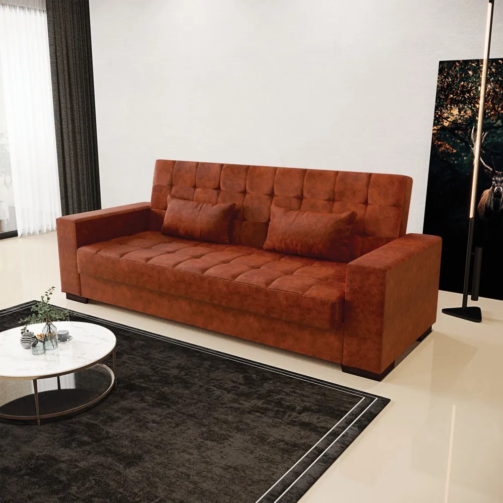 Sofá Cama Casal 3 Lugares 210cm Lisboa Corano  D03 - D'Rossi - Nozes
