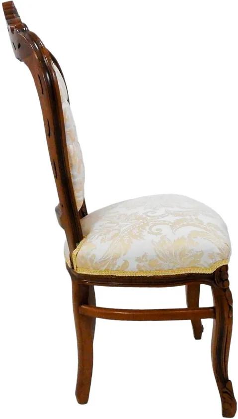 Cadeira em Madeira com Estofado Bege - 52x109x54