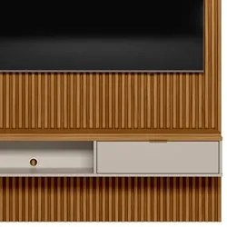 Painel Ripado para TV 60 Pol. com Bancada 141cm Prime L06 Nature/Off W