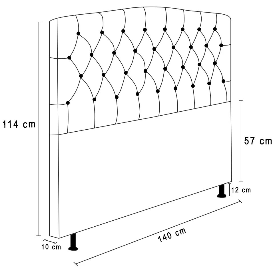 Cabeceira Greta Para Cama Box Casal 140 cm Linho - D'Rossi - Cinza