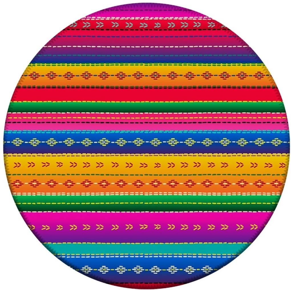Tapete Love Decor Redondo Wevans Mexican Color Multicolorido 84cm