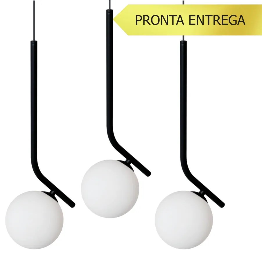 Kit 03 Pendente Angular Globo Ø12Cm C/ Rosca Alumínio 1Xg9 - Qimporta... (CHAMPANHE, FOSCO)