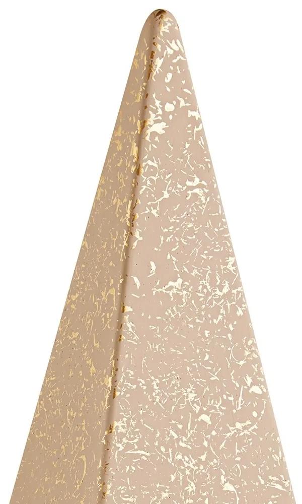 Enfeite Decorativo "Pirâmide" em Cimento Nude e Dourado 26x10,5 cm - D'Rossi