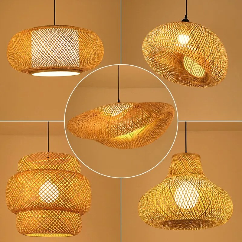 luminária Pendente Handmade Rattan Lustre De Bambu Redondo, Chapéu De Palha, Vintage, Restaurante Luz, Café Bar