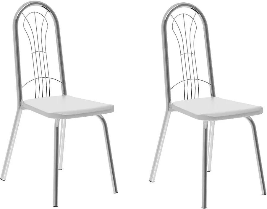 Cadeiras para Cozinha Kit 2 Cadeiras 182 Branco/Cromado - Carraro Móveis