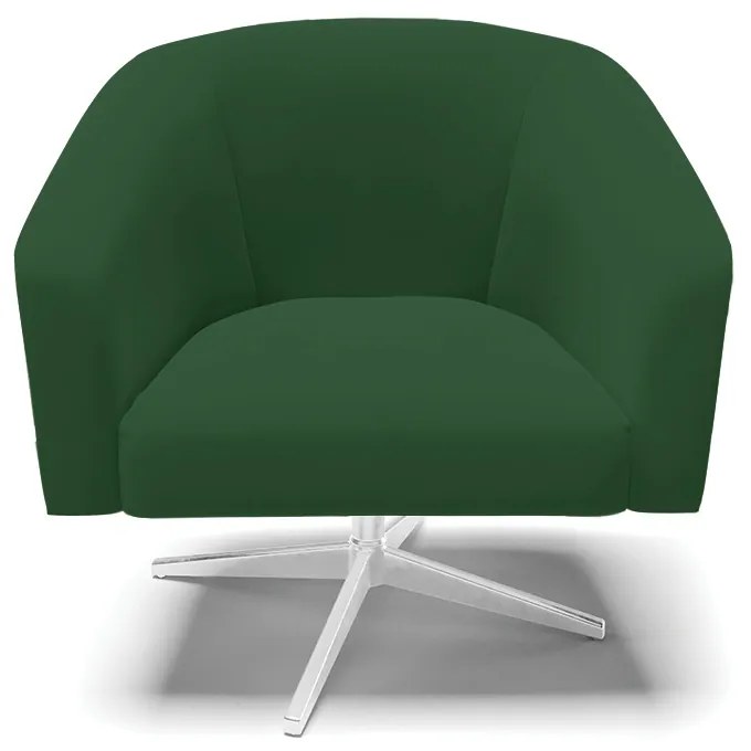 Poltrona Decorativa Giratória Cromada Kit 2 Stella Veludo Verde D03 - D'Rossi