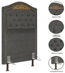 Cabeceira Cama Box Solteiro 90cm Com Calçadeira Baú Imperial J02 Linho