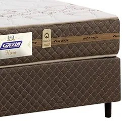 Base Para Cama Box Solteiro 88cm Poliéster Bordado Flora Marrom - Gazi