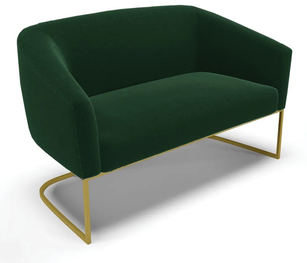 Sofá Namoradeira 2 Lugares Industrial Dourado Stella Bouclê Verde D03 - D'Rossi