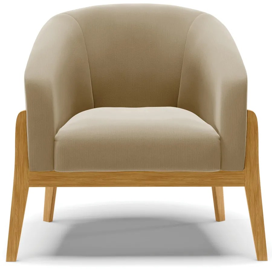 Poltrona Decorativa Base de Madeira kit 2 Stella Suede Marrom Rato D03 - D'Rossi
