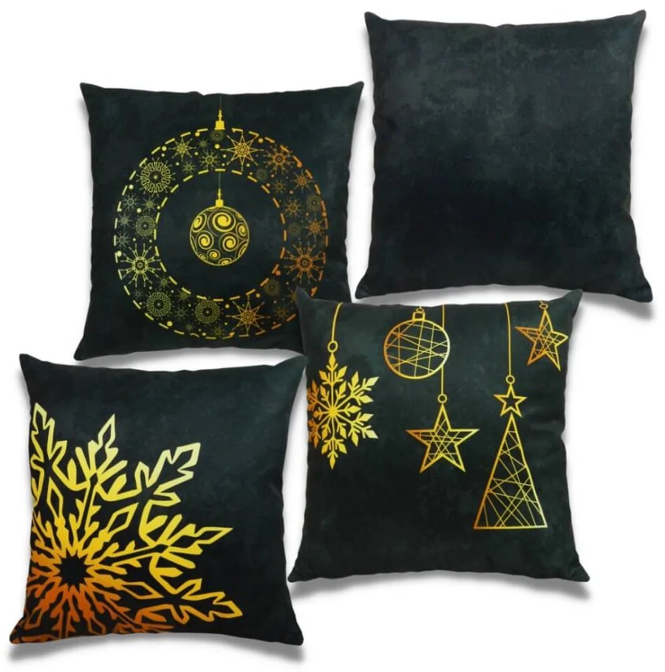 Capa de Almofada Natalina de Suede em Tons Dourado 45x45cm
