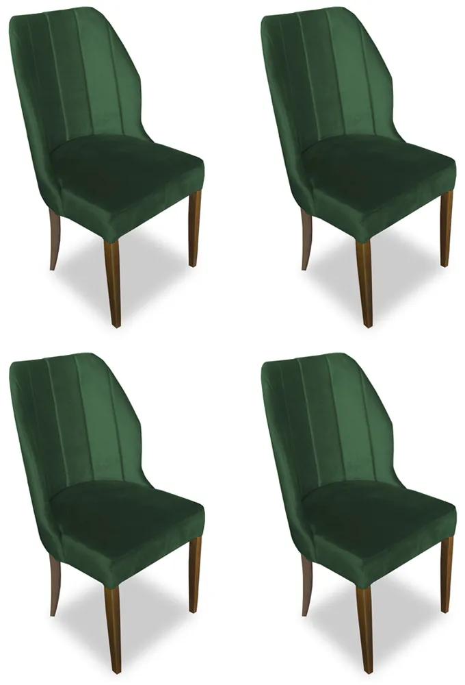 Kit 4 Cadeiras De Jantar Safira Suede Verde Bandeira