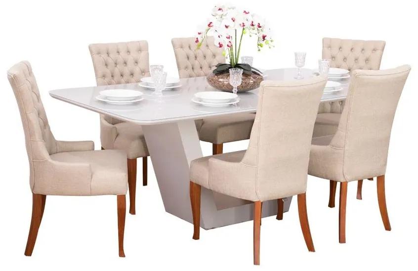 Conjunto Sala de Jantar Mesa Lilie com 6 Cadeiras Judy - Wood Prime 38707