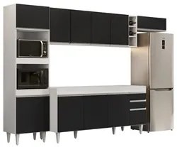 Armário de Cozinha Modulada 5 Peças CP16 Balcão Branco/Preto - Lumil