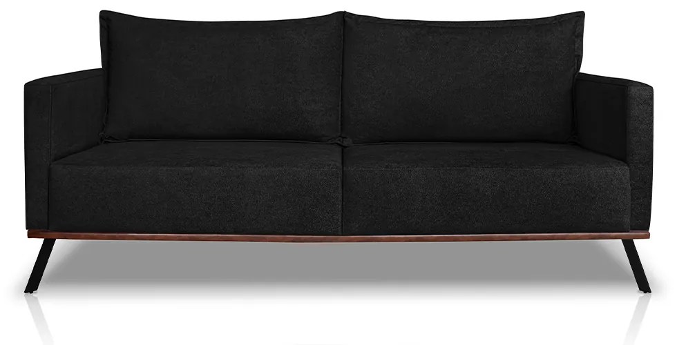 Sofá Living 3 Lugares com Pés de Ferro Almofadas Soltas 220cm Saiph Bouclê Preto G63 - Gran belo