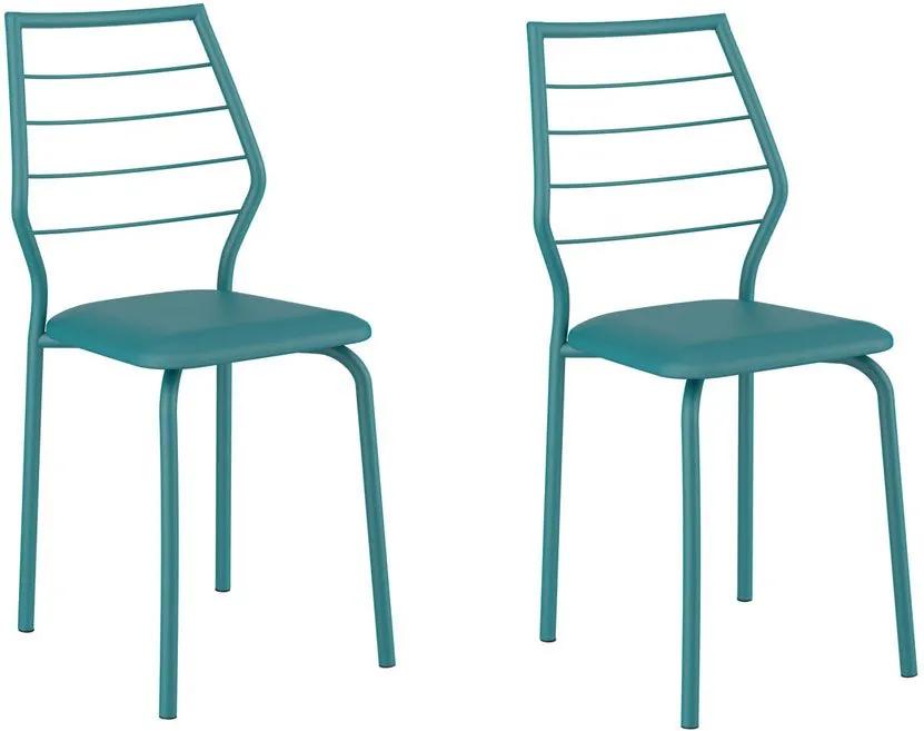 Cadeiras para Cozinha Kit 2 Cadeiras 1716 Turquesa - Carraro Móveis