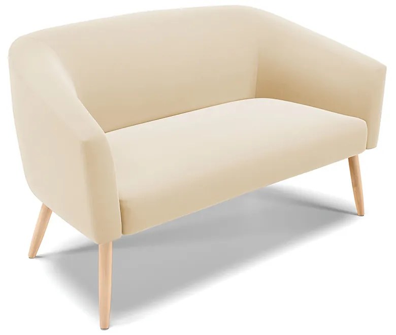 Sofá Namoradeira e Poltrona Pé Palito Natural Stella Suede D03 - D'Rossi - Bege