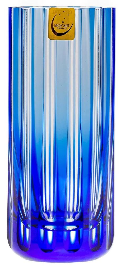 Copo de Cristal Lapidado Artesanal Long Drink - Azul Escuro - 18  Azul Escuro - 18
