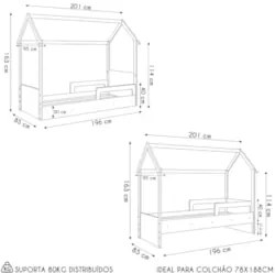 Cama Infantil Montessoriana Casinha Infix C06 Aveiro/Azul - Mpozenato