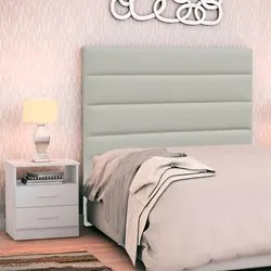 Cabeceira Cama Box Solteiro 90cm Greta Corano Bege e 1 Mesa de Cabecei