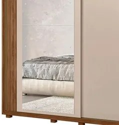Guarda Roupa Casal com Espelho 221cm Portas Flex Milena A02 Avelã/Fend