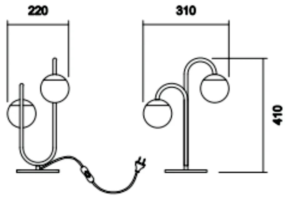 Abajur Soul C/ 02 Globos 22X31X41Cm 2L G9 Metal E Globo Ø12Cm | Usina... (BT - Branco Texturizado, AMBAR)