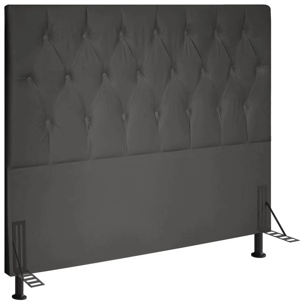 Cabeceira Topázio Para Cama Box King 195 cm Suede - D'Rossi - Grafite