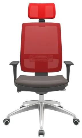 Cadeira Office Brizza Tela Vermelha Com Encosto Assento Vinil Café Autocompensador 126cm - 63096 Sun House