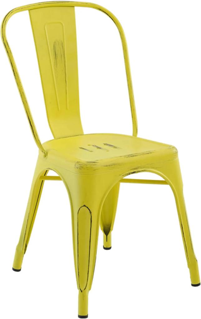 Cadeira Iron Sem Braço Vintage Amarela Rivatti Móveis