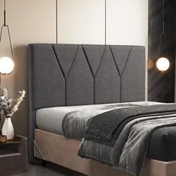 Cabeceira Cama Box Casal King 195cm Aura Linho W01 Cinza Escuro - Mpoz