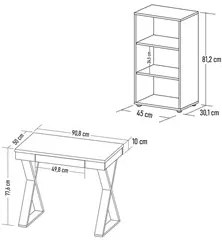 Mesa Escrivaninha 90cm Veneti e Estante Livreiro 45x81cm Lean A06 Pret