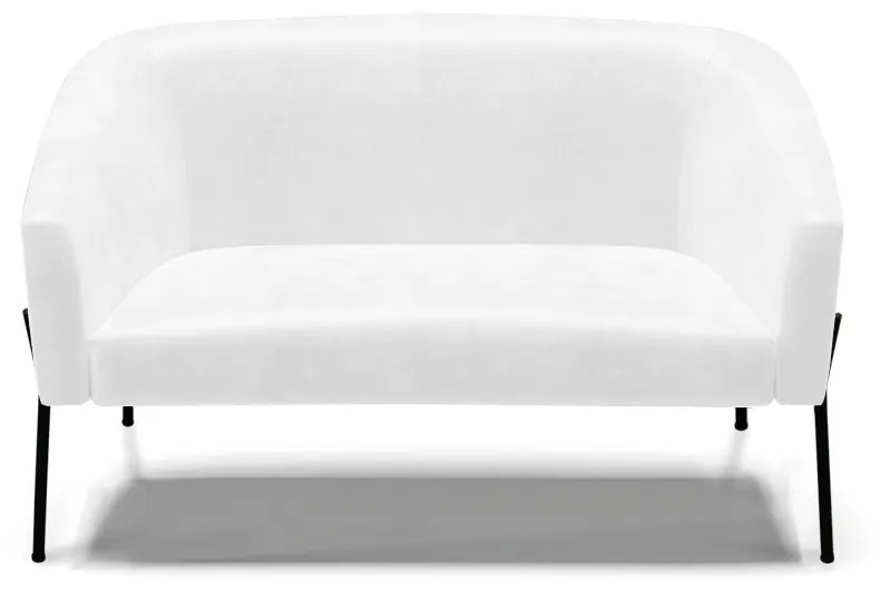 Sofá 2 Lugares Namoradeira Pé de Ferro Preto Stella Sintético PU D03 - D'Rossi - Branco