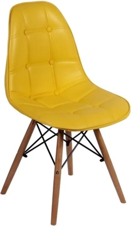 Cadeira Império Brazil Dkr Charles Eames Wood Estofada Botonê Amarela