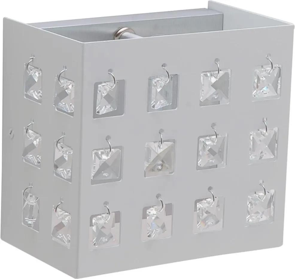 Arandela Quadrada Aluminio Com Cristal Quadrado 1xg9